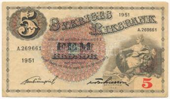 Svédország 1951. 5K "A 269661" T:F Sweden 1951. 5 Kronor "A 269661" C:F Krause P#33ah