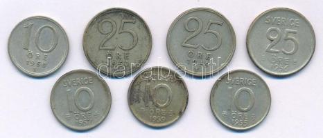 Svédország 1949-1956. 25ö Ag (3xklf) + 1950-1959. 10ö Ag (4xklf) T:XF,VF patina Sweden 1949-1956. 25 Öre Ag (3xdiff) + Sweden 1950-1959. 10 Öre Ag (4xdiff) C:XF,VF patina Krause KM#816, KM#823, KM#824
