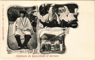 Rajecfürdő, Rajecz-fürdő, Rajecké Teplice; Habitants. Dr. Flamm édit. / népviselet / folk costumes. Art Nouveau, floral (EK)