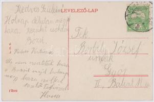 1910 Komárom, Komárno; Duna részlet, kikötő, hajómalom csoport a távolban. L.H.K. / Danube riverside...