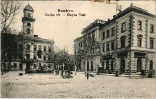 1915 Komárom, Komárno; Klapka tér és szobor, városháza, gyógyszertár, piac. L. H. Pannonia / square, monument, town hall, pharmacy, market (fl)