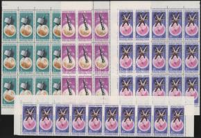 1965 Az űrkutatás eredményei 40f, 1Ft + 3Ft 15-ös tömbök + 40f tízes csík