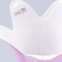 Glas Art kétrétegű talpas mécsestartó. Jelzett, hibátlan, m: 19 cm