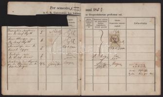 1857-1863 Bécsi Egyetem orvostudományi karának leckekönyve, benne számos neves orvos és egyetemi tan...