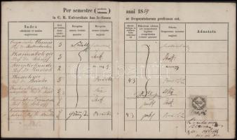 1857-1863 Bécsi Egyetem orvostudományi karának leckekönyve, benne számos neves orvos és egyetemi tan...