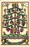 Boldog Karácsonyt! Nyomtatta és kiadja Kner Izidor, Gyoma / Hungarian art postcard with Christmas greeting art postcard s: Kozma