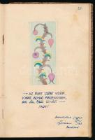 1938-1958 Huszár Mária tótkomlósi lány emlékkönyve, benne számos bejegyzéssel (néhány későbbi bejegy...