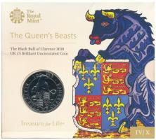 Nagy-Britannia 2018. 5P Cu-Ni "A királynő állatai - A Clarence-i Fekete Bika" eredeti, enyhén sérült dísztokban T:BU Great Britain 2018. 5 Pounds Cu-Ni "The Queen's Beasts - The Black Bull of Clarence" in original, slightly damaged display case C:BU KM#1589