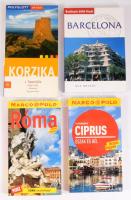 4 db útikönyv - Korzika. 2003., Ciprus észak és dél. 2013., Róma, Barcelona. 2001. Kiadói papírkötés, képekkel illusztrált, jó állapotban.
