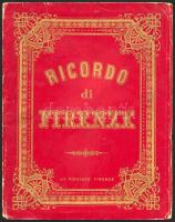 ca 1890 Ricordo di Firenze, Térképes barna litho leporelló 6 képpel.   ca 1890 Ricordo di Firenze, Brown litho leaflet with map and 6 images.