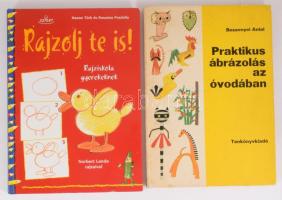 2 db - Bessenyei Antal: Praktikus ábrázolás az óvodában. Bp., 1978, Tankönyvkiadó. 99p. Kiadói kartonált kötés, kissé kopottas állapotban. + Türk - Pradella: Rajzolj te is! Rajziskola gyerekeknek. H.n., Sziget. Kiadói kartonált kötés, jó állapotban.