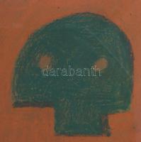 Bálint Endre (1915-1986): Két fej (cím nélkül). Pasztell, cédrus szivaros doboz tető. Jelzett a háto...