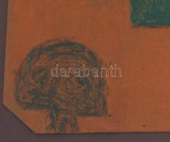 Bálint Endre (1915-1986): Két fej (cím nélkül). Pasztell, cédrus szivaros doboz tető. Jelzett a háto...