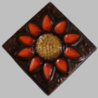 Napraforgó mintás kerámia falidísz. Jelzés nélkül, 23x23 cm