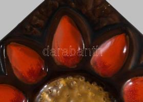 Napraforgó mintás kerámia falidísz. Jelzés nélkül, 23x23 cm