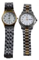 2 darab Q&amp;Q karóra, fém szíjjal, működnek, egyiken naptárkijelzéssel