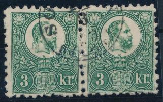 1871 Réznyomat 3kr pár, Orbán szignóval (min. 20.000) (kis foghiba / small perf. fault)