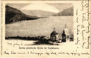 1903 Herceg Novi, Castelnuovo; Savina griechische Kirchei. Fotografie von Nikolaus Zar. Verlag von Erminio Mandel / monastery, church