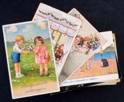 125 db RÉGI üdvözlő képeslap / 125 pre-1945 greeting art postcards