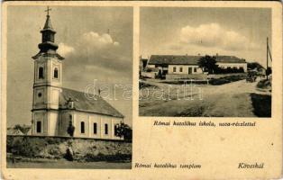 Köveskál, Római katolikus templom és iskola, utca. Hangya szövetkezet kiadása (Rb)