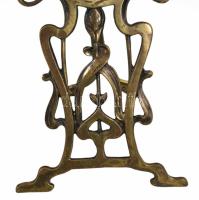 Szecessziós asztali óra, mechanikus szerkezettel, működik, kopásnyomokkal, m: 22 cm