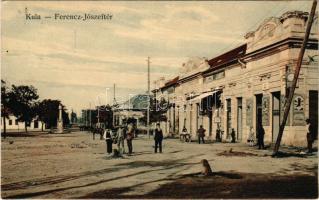 1917 Kúla, Bács-Kula, Kula; Ferenc József tér, Jurszik János, Kovács J. L. üzlete. Fürst L. Gyula és...