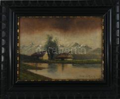 Szepesi Kuszka Jenő (1885-1948): Hegyvidéki táj. Olaj, karton, jelzett, fakeretben, 24,5×33 cm