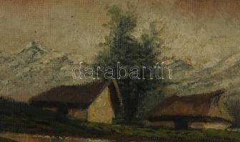 Szepesi Kuszka Jenő (1885-1948): Hegyvidéki táj. Olaj, karton, jelzett, fakeretben, 24,5×33 cm