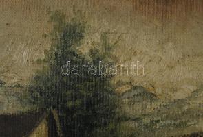 Szepesi Kuszka Jenő (1885-1948): Hegyvidéki táj. Olaj, karton, jelzett, fakeretben, 24,5×33 cm