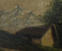 Szepesi Kuszka Jenő (1885-1948): Hegyvidéki táj. Olaj, karton, jelzett, fakeretben, 24,5×33 cm