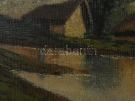 Szepesi Kuszka Jenő (1885-1948): Hegyvidéki táj. Olaj, karton, jelzett, fakeretben, 24,5×33 cm