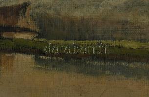 Szepesi Kuszka Jenő (1885-1948): Hegyvidéki táj. Olaj, karton, jelzett, fakeretben, 24,5×33 cm