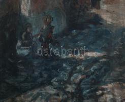 BJ vagy BI jelzéssel: Tabáni részlet. Olaj, papír, jelzett, fakeretben, 35×24 cm