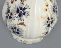 Zsolnay porcelán búzavirág mintás váza, kézzel festett, jelzett, hibátlan, m: 17 cm