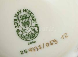 Zsolnay porcelán búzavirág mintás váza, kézzel festett, jelzett, hibátlan, m: 17 cm