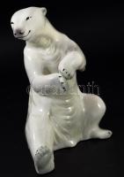 Jegesmedve figura, jelzett, hibátlan, m: 22 cm