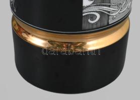 Hollóházi Szász Endre által tervezett mintával díszített porcelán váza. Matricás, jelzett, minimális...