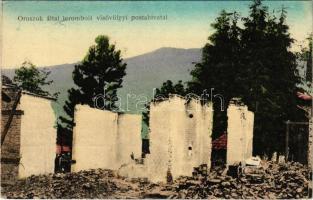 1916 Visóvölgy, Valea Viseului; oroszok által lerombolt postahivatal / post office destroyed by the Russians in WWI (EK)