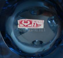 Cseh üveg kínáló. Anyagában színezett, jelzett, hibátlan 12x12 cm