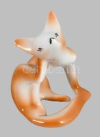 Hollóházi art deco róka. Jelzett, hibátlan, m: 8 cm