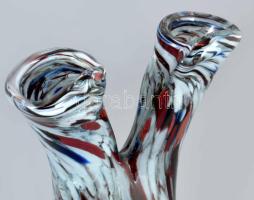 Kétszájú anyagában színezett váza, hibátlan, m: 21 cm