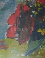 Sarkantyu Simon (1921-1989): Csendélet. Olaj, farost. Jelzett. Hátoldalán Képcsarnok Vállalat címkéj...