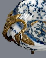 Wong Lee kagyló alakú kínáló plasztikus fém szerelékkel, jelzett, hibátlan, 24x19 cm