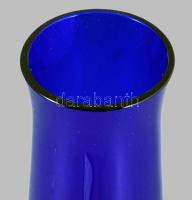 Cseh vintage anyagában színezett többszínű talpas váza, jelzés nélkül, hibátlan, m: 25,5 cm