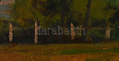 Böhm Lipót, Poldi (1916-1995): Tanyai csönd. Olaj, farost. Jelezve jobbra lent. Hátoldalán autográf ...