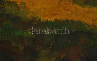 Böhm Lipót, Poldi (1916-1995): Tanyai csönd. Olaj, farost. Jelezve jobbra lent. Hátoldalán autográf ...