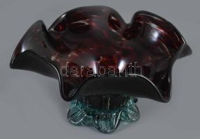 Cseh anyagában színezett asztaldísz, jelzés nélkül, hibátlan, d: 23 cm, m: 12 cm