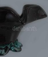 Cseh anyagában színezett asztaldísz, jelzés nélkül, hibátlan, d: 23 cm, m: 12 cm