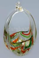 Kézzel készült anyagában színezett üveg asztaldísz, hibátlan, m: 22,5 cm