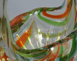 Kézzel készült anyagában színezett üveg asztaldísz, hibátlan, m: 22,5 cm